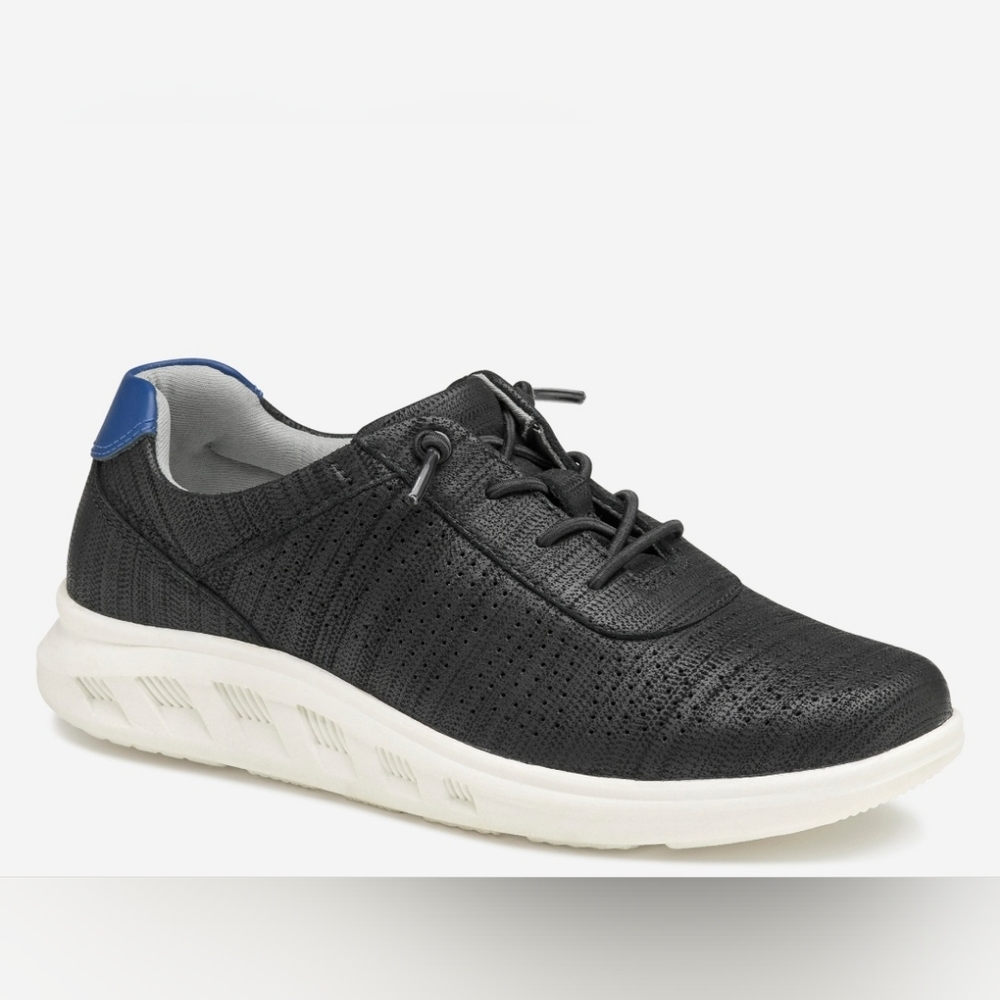 Size 13 New JOHNSTON & MURPHY Boys Activate Sneaker Black Leather